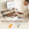 Compact Folding Desk for Small Spaces with Storage Shelf for Home Office, Rustic Brown