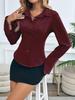 Elegant European Slim-Fit Long-Sleeve Waist-Cinching Top