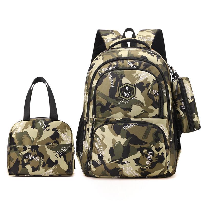 

Printed Shoulder Backpack Bag Pencil Case 3 Piece Set Child Schoolbag легкие хаки