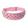 Width 2 Inch Anti-bite Spiked Dog Collars Adjustable Microfiber Leather Necklace Sharp Rivets Pet Collar Outdoor Dog Walking