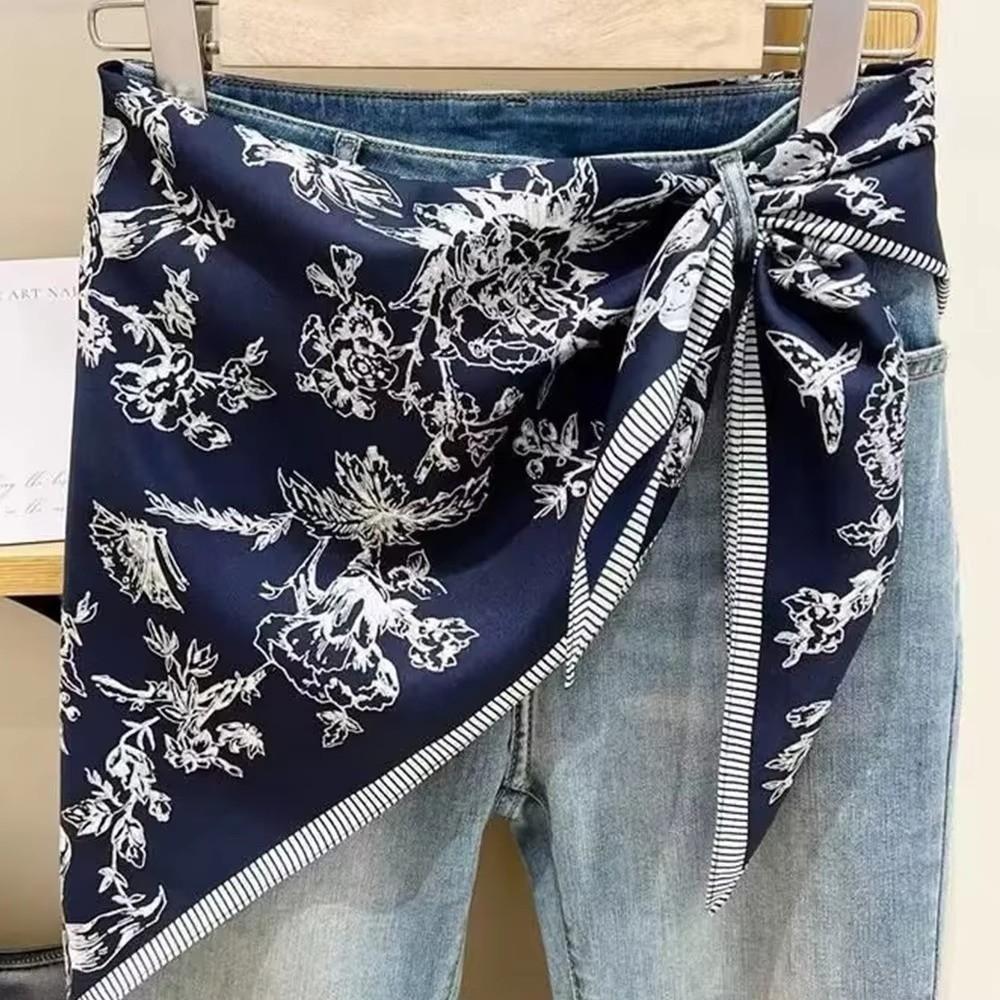 Multi-functional Triangular Scarf Silk Satin Decorative Headscarf Fashion Waist Belt