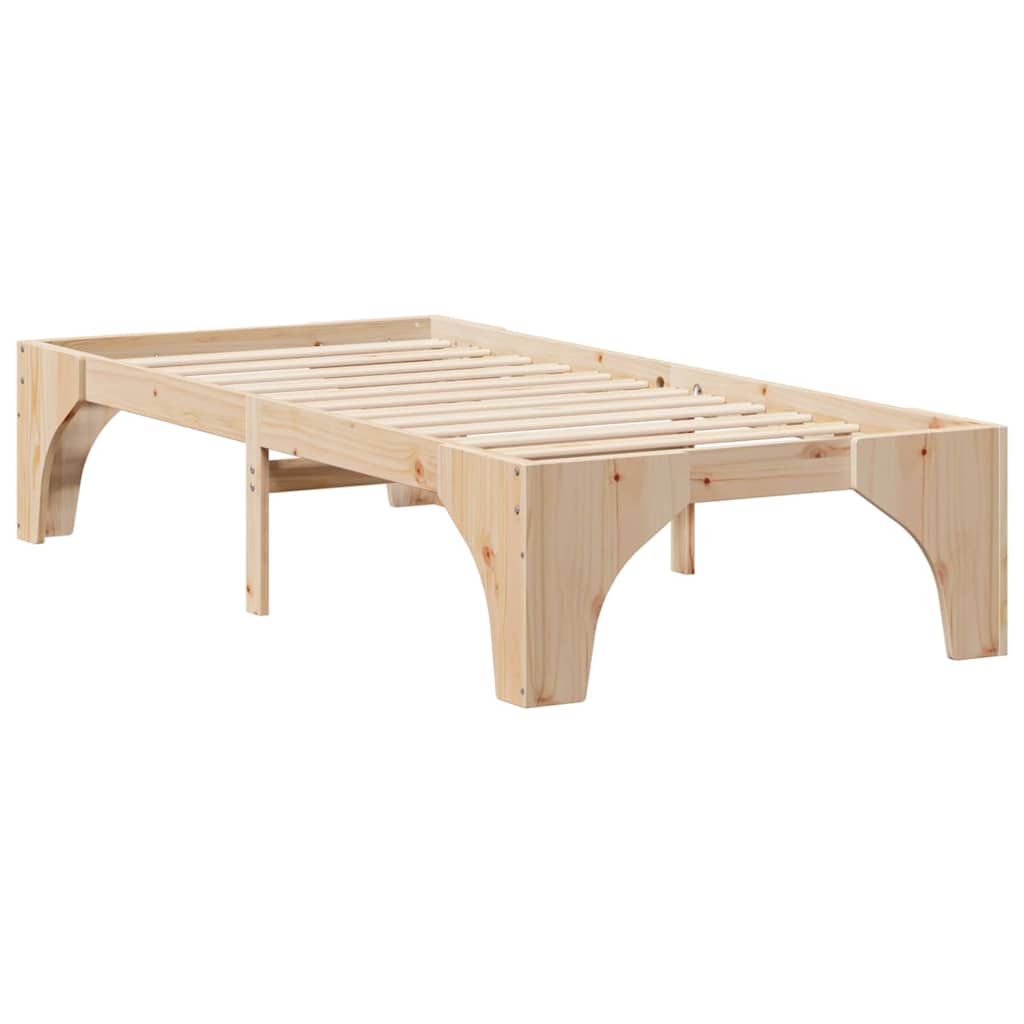 Brown Bed Frame 75 x 190 cm Solid Pine Wood