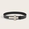Punk Cross Studded Leather Belt For Men And Women With Alloy Buckle Fashion Accessory