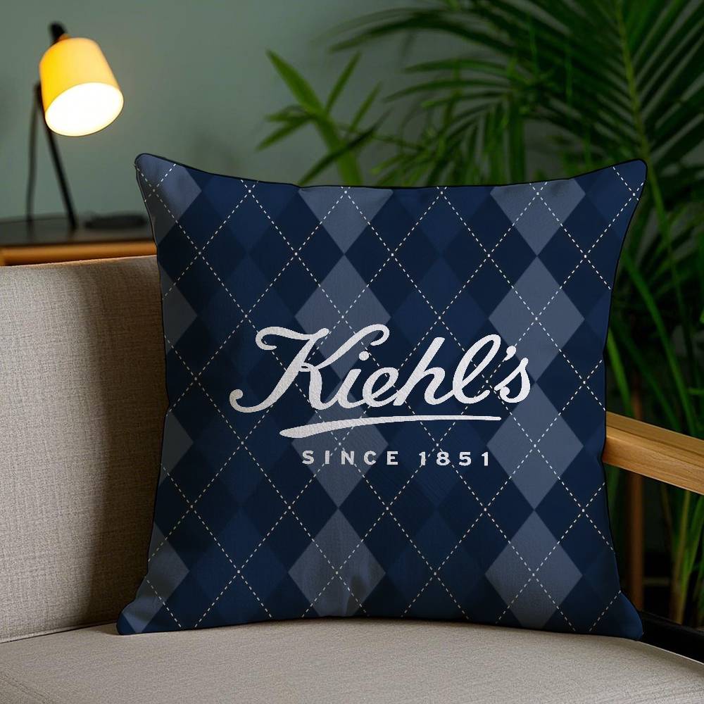 Light Pink And Elegant Print Kiehls-A Pillow Case Anti-dustmite Pillowcase Invisible zipper silky short plush Sofa cushion cover
