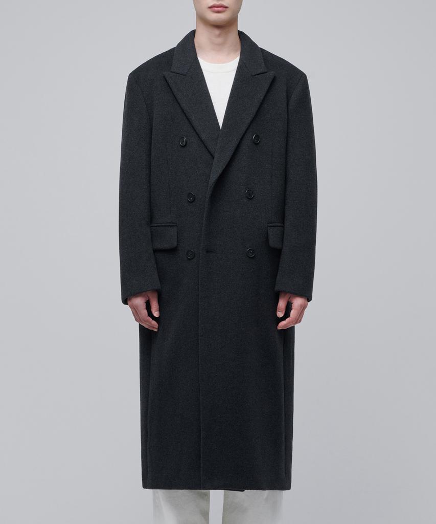 Musinsa Standard Cashmere Blend Daddy Shoulder Double Long Coat [Navy]