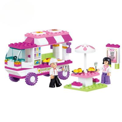 0155 Girl Princess Pink Dream Snack Car Model Figure Blocks Educational Construction Building Bricks Toys For Children