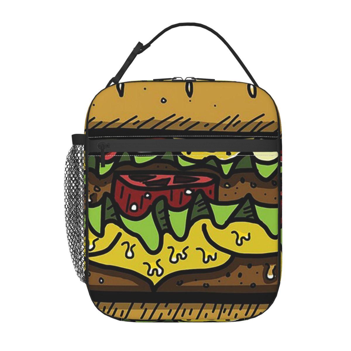

Large Hamburger Pattern Insulated Lunch Bag for Women Children Portable Food Boxes Thermal Lunch Box Tote One Size