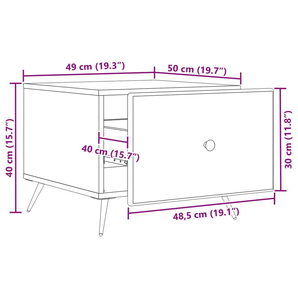 Coffee Table Grey Sonoma 49 x 50 x 40 cm Particleboard