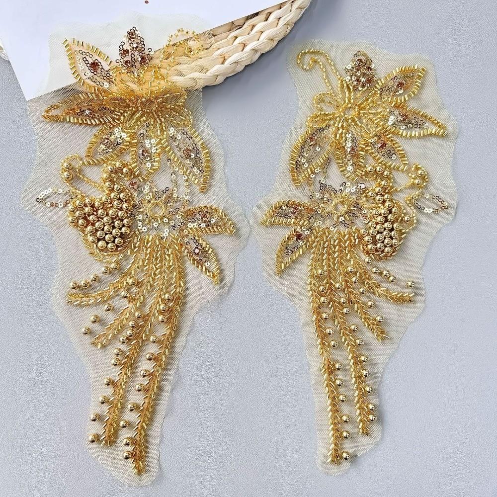 Mesh Fabric Clothing Applique Handmade Nail Beads Patch Repair Clothes Patches  Women Clothes