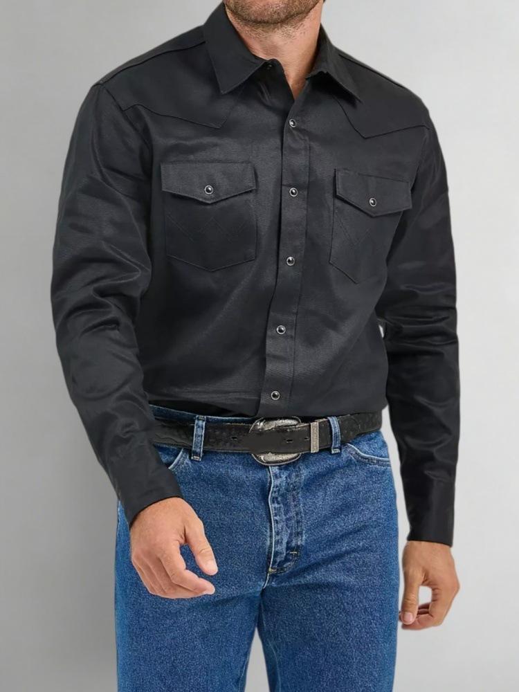 European, American spring and summer heavy multi-pocket retro tooling men s shirt business long-sleeved jacket shirt men s clothing S