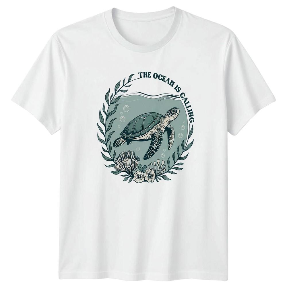 The Ocean Is Calling Unisexs TShirt Sea Turtle Beach Gift For Her S