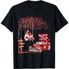 Valentine Gnomes on Swing Truck Red Hearts Graphic Tee Men Women Casual Short Sleeve T-Shirt