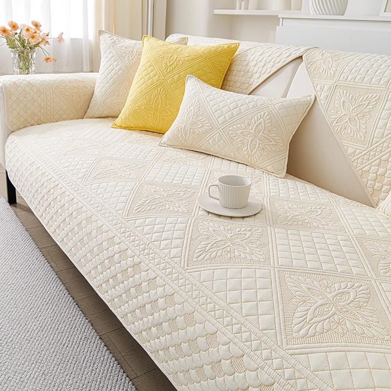 Cream Wind Sofa Cushion, High-End Sense, Universal In All Seasons, Simple And Modern Non-Slip Washed Cotton Fabric Seat Cushion Cover