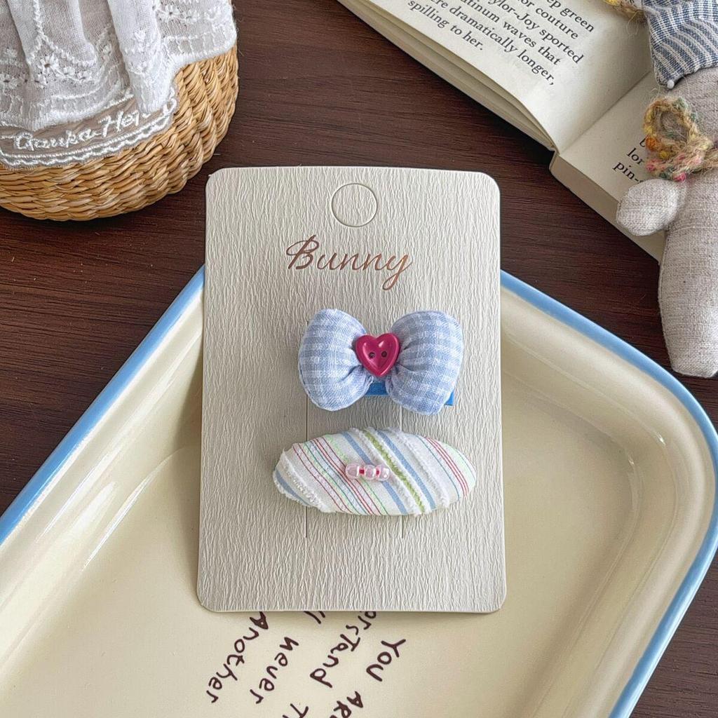Blue Stripe Heart High-End Children's Hair Clip