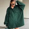 New American Retro Green Plaid Shirt Niche Loose Long Sleeve Shirt Women