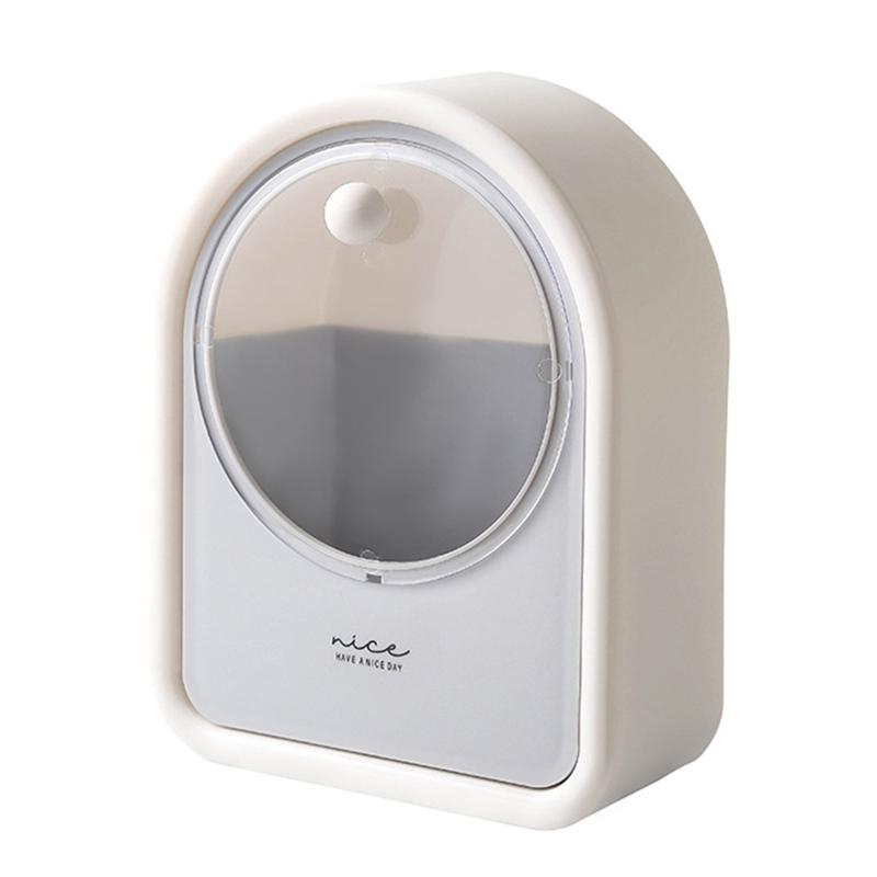 A96I-Punch-Free Storage Box Wall-Mounted Organizer Wall Mounted Flip Adhesive Cosmetic Cotton Swab Holder Home