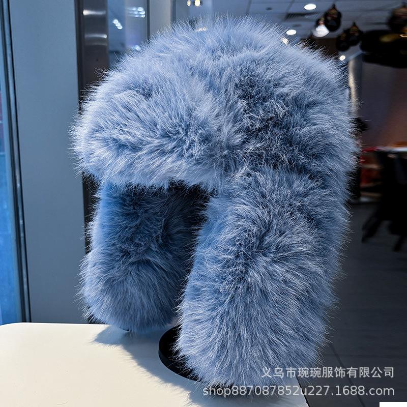 New autumn and winter imitation mink hair Lei Feng hat children thickened warm plush ear protection hat Northeast snow riding winter hat