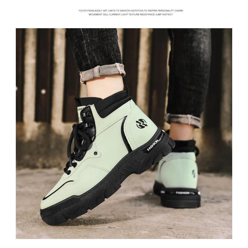 Fashion Fashionable Men's Boots 2024 Winter British Style Retro Workwear Outdoor Waterproof Hiking Boots