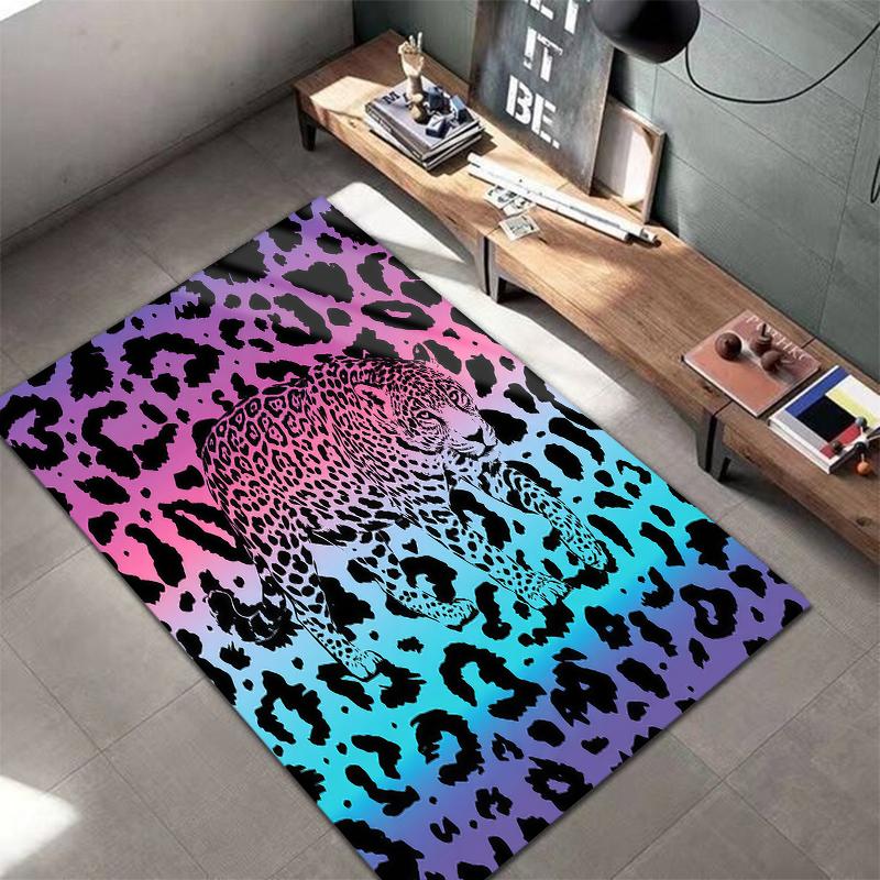 Pink animal leopard Pattern Square Carpet,Area Rug,Carpet Rug for Living Room Bedroom Sofa Playroom Decor,Non-slip Floor Mat,Holiday Birthday Gifts