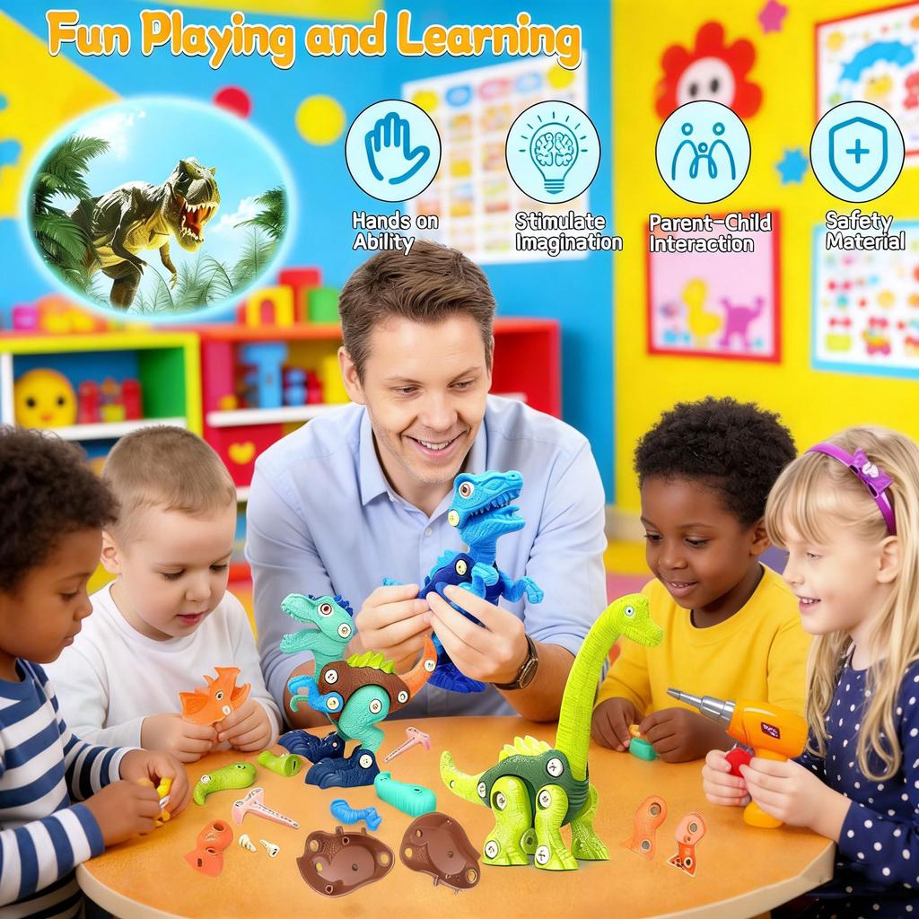 Children's Dinosaur Building Block Toy, Educational Assembly Toy, Dinosaur Theme, Ideal Birthday Gift For Girls Aged 3-8.