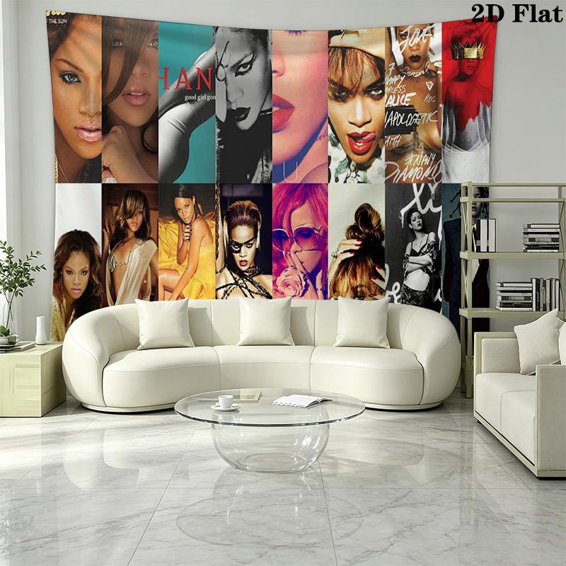 Rihanna Savage Wall Tapestry Aesthetic Wall Hanging Printed Fabric Blanket Decorative Tapestries for Bedroom Living Room Home Decor