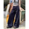 Women's High-Waisted Dark Blue Wide-Leg Jeans, Spring 2025 - Slimming, Hot Girl Style, Loose Straight-Leg Floor-Length Design