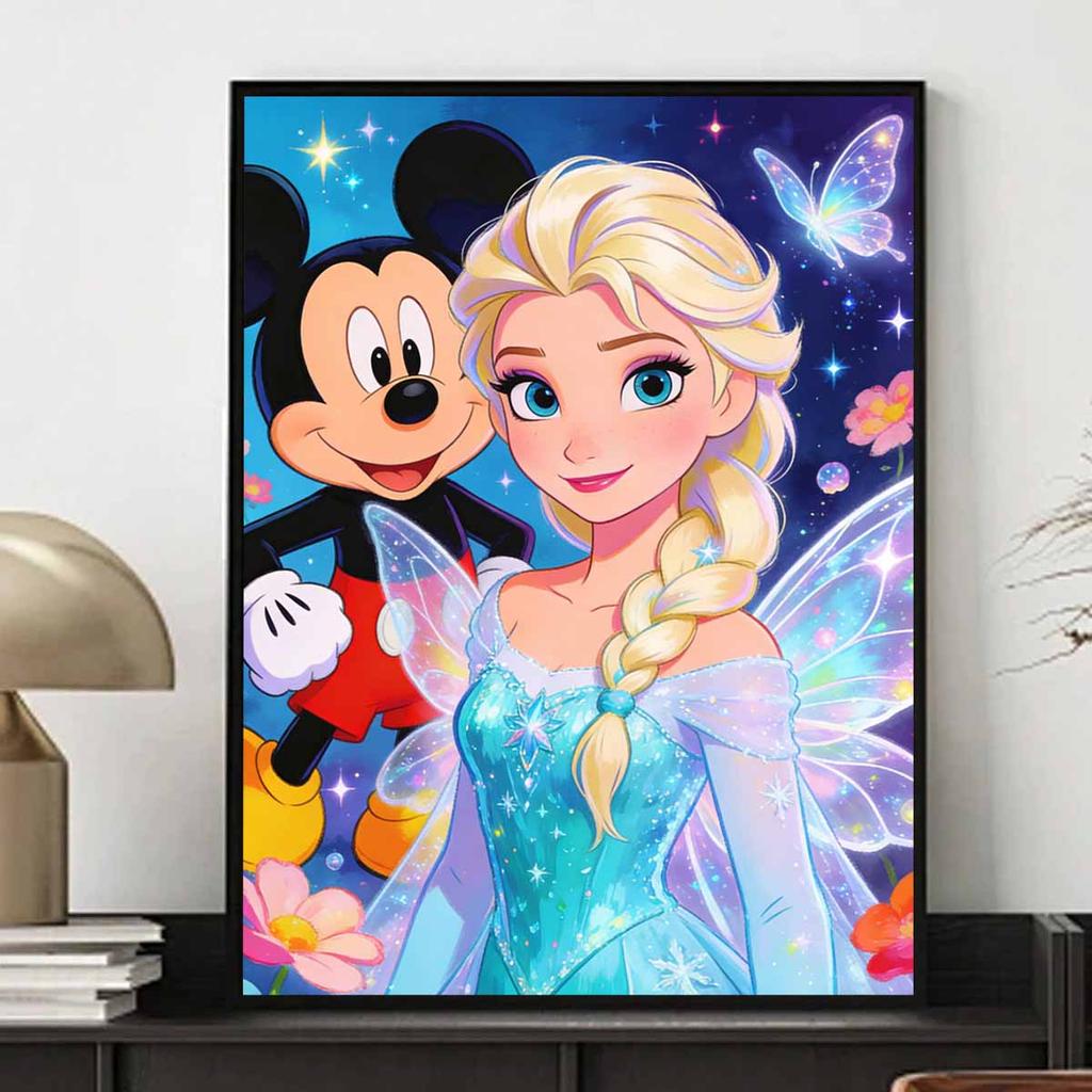 Disney Diamond Painting Kit Mickey and Elsa Fairy Home Bedroom Wall Decor Crafts Handmade Gift