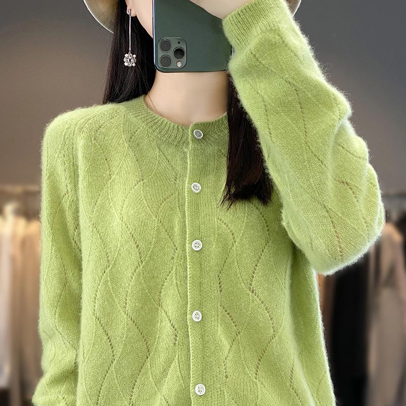 

QingHe Cashmere Женский кардиган из 30% кашемира - Мягкий и теплый свитер из шерстяной смеси XXL