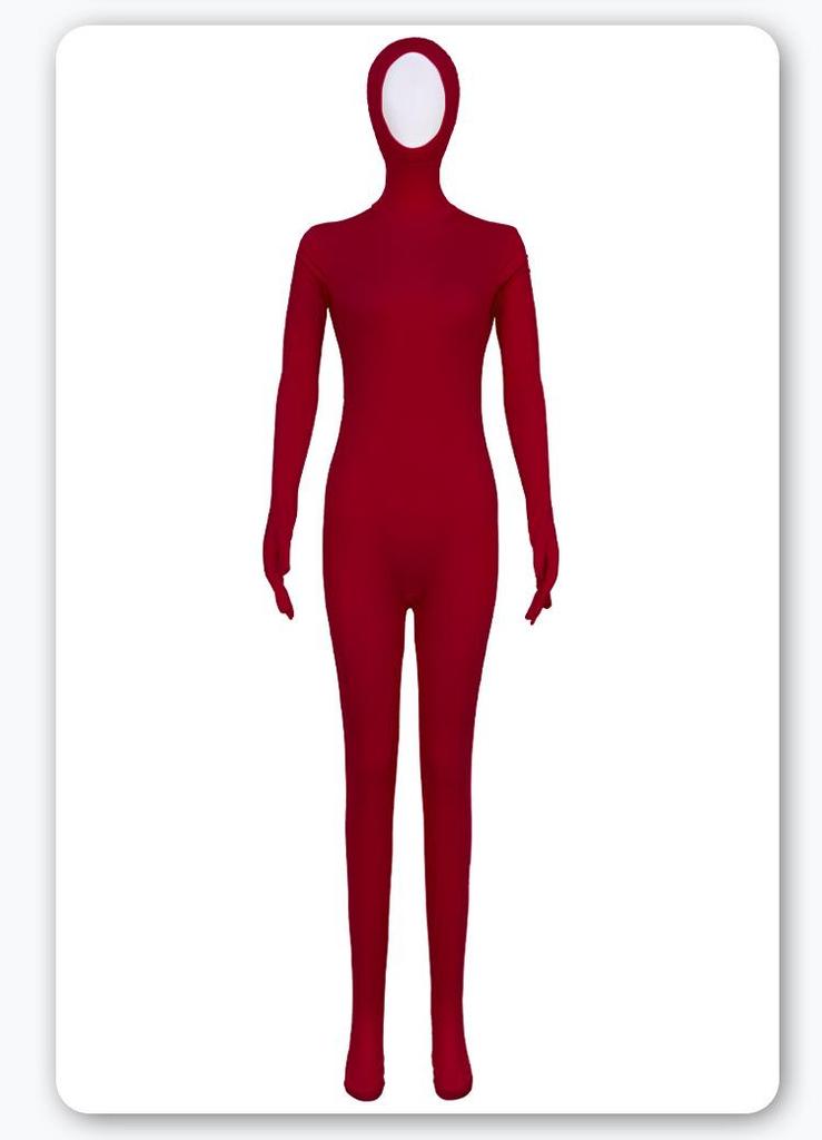 Zentai-Anzug mit fluoreszierendem Schnurrbart & Augenbrauen - einfarbiger Performance-Body