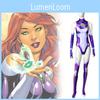 Tuta Cosplay di Starfire dei Teen Titans Costume di Halloween per Adulti Bambini Stampa 3D Tessuto Elastico Traspirante