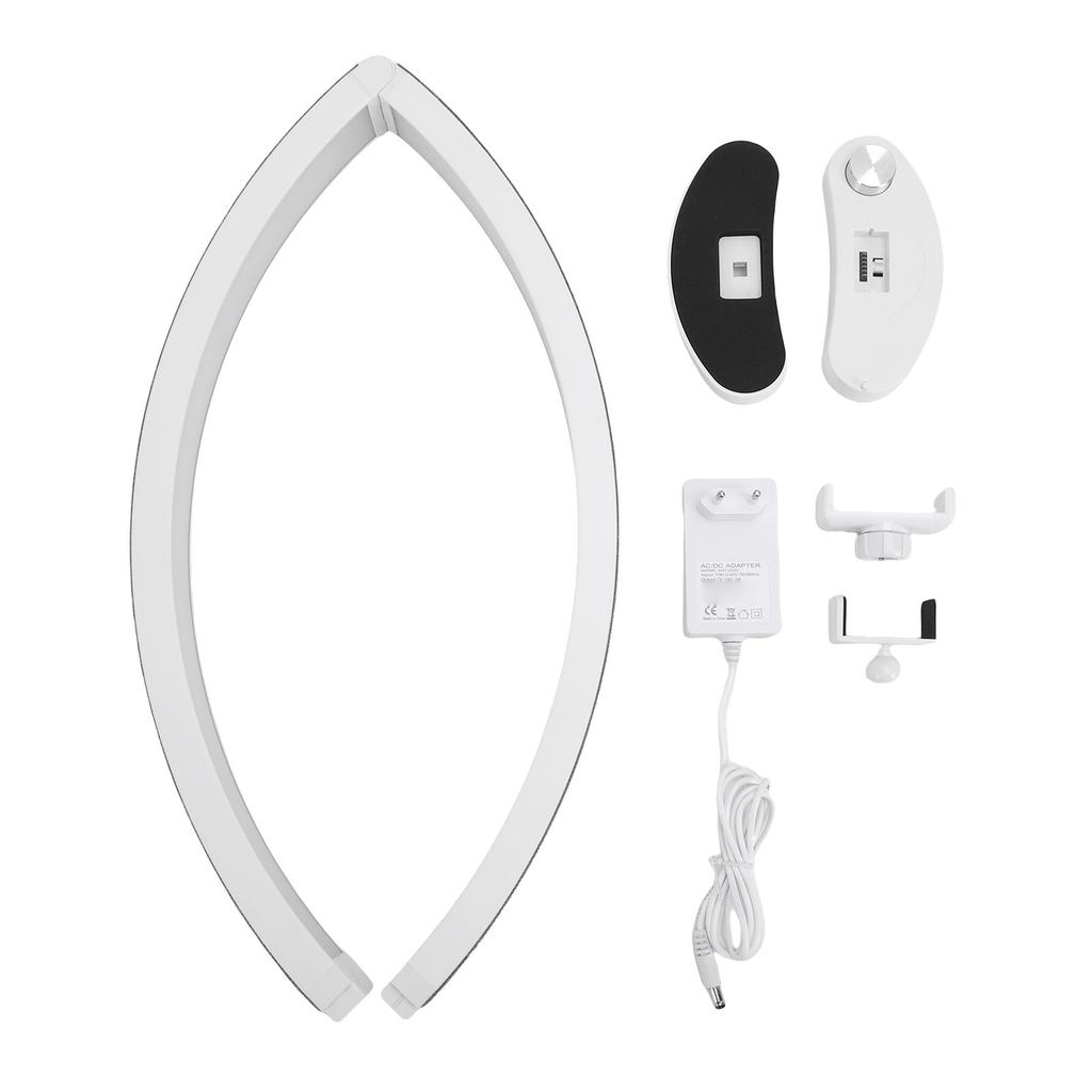 28 Inch LED Nail Table Lamp with Phone Stand Rhinestone Decor Foldable Arch Half Moon Desk Light for Manicure Salon