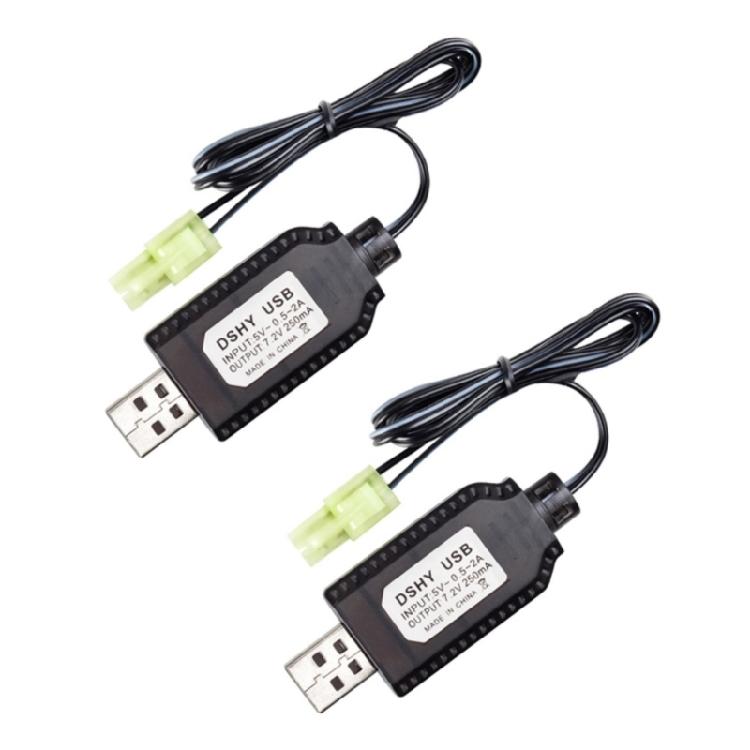 Pair Of 7.2V USB Charging Cable for JST/SM2.0 2P Plug for NiMH and NiCd Battery Powereds Toys
