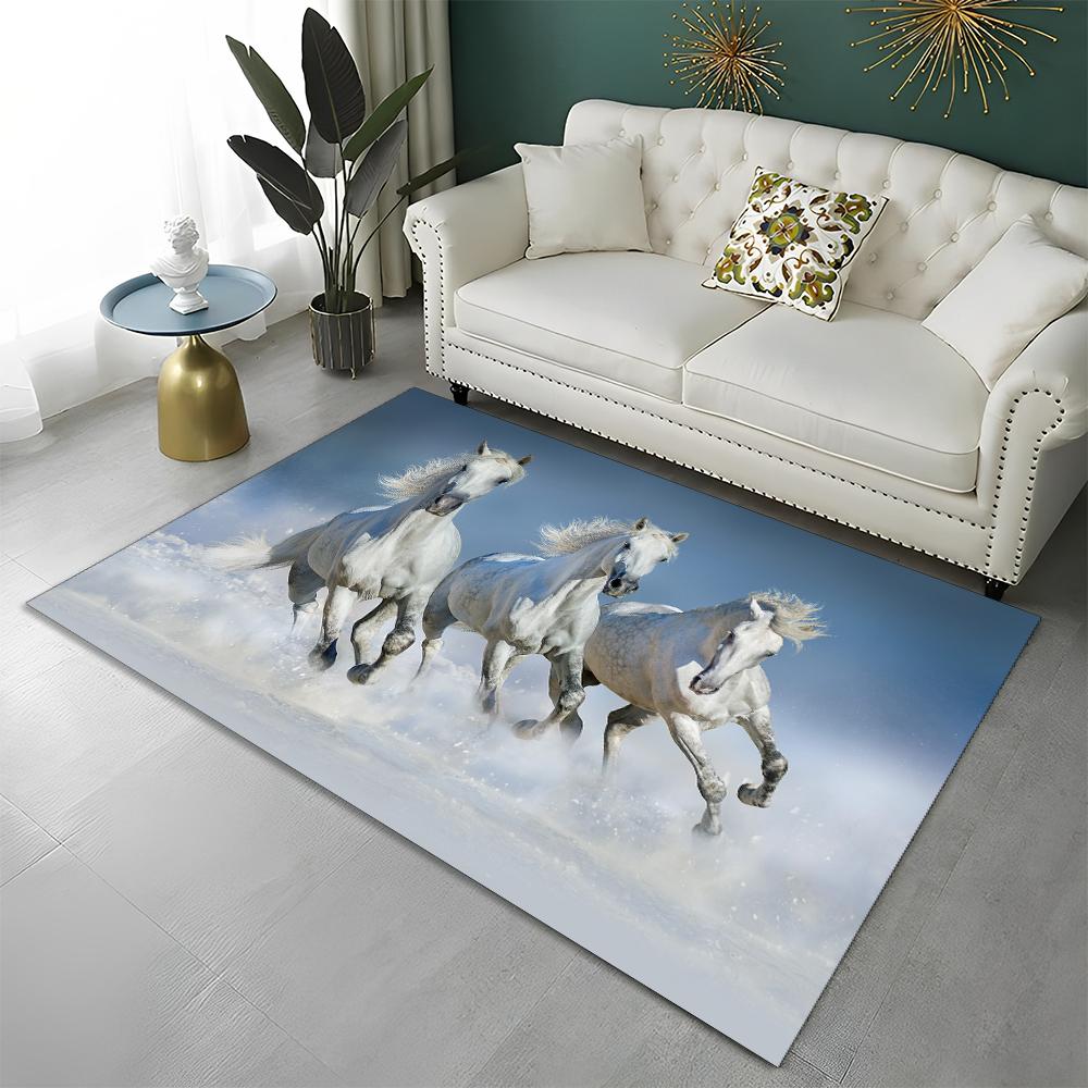 3D Animal Pentium Gallant Horse Steed Carpet Rug for Home Living Room Bedroom Sofa Doormat Decor,kid Area Rug Non-slip Floor Mat