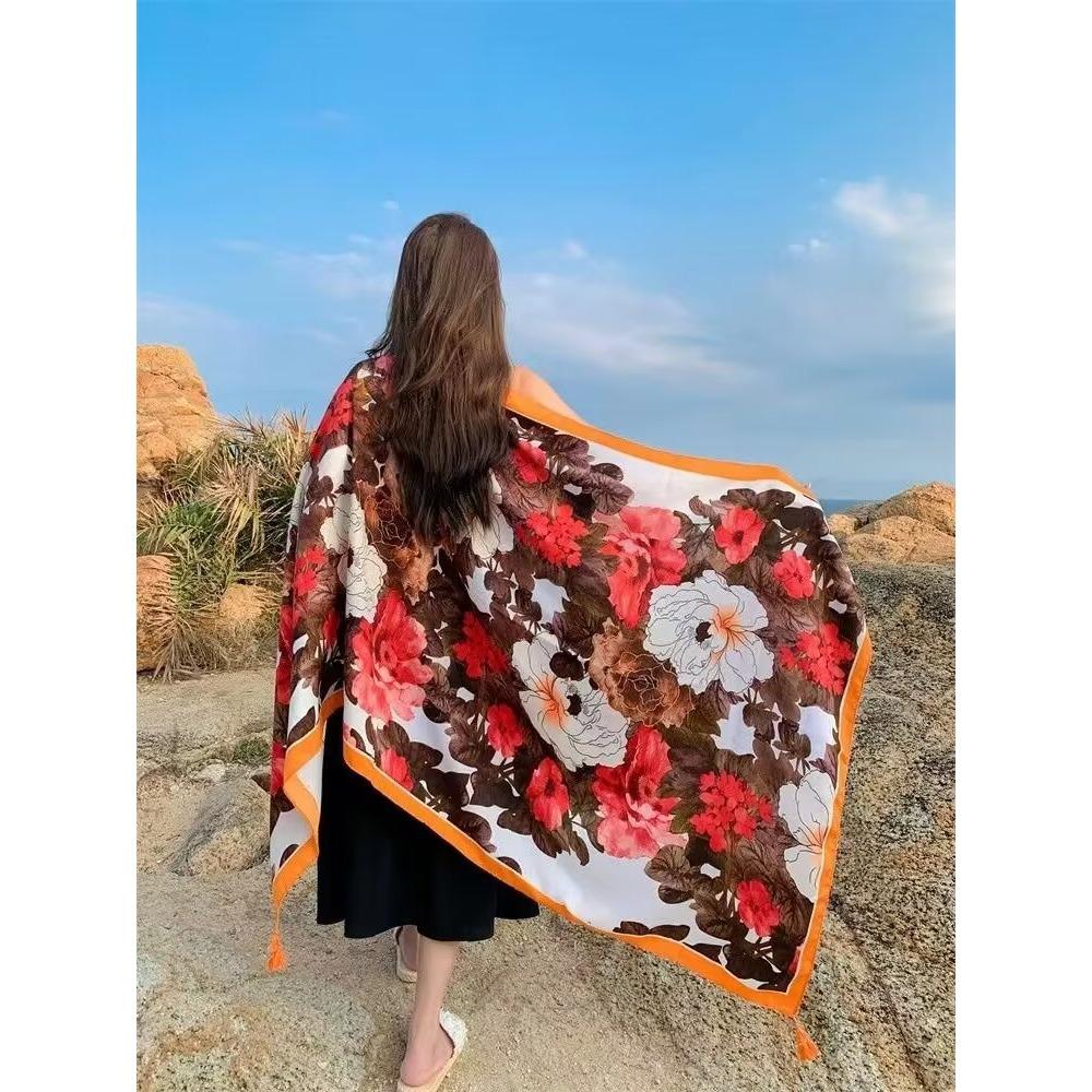 Chaka Salt Lake Great Northwest Tourism Ethnic Style Scarf Silk Scarf Women'S Summer Seaside Beach Shawl Sunscreen Thin