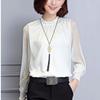 Womens Spring Chiffon Shirt With Lace Vneck And Long Sleeves For Casual Daily Wear