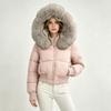 Womens Short Winter Puffer Coat With Faux Fur Hood Slim Fit Petite Ladies