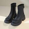 Fashion 2025 New Thick Bottom Ankle Boots for Women Spring Autumn Fashion Women's Shoes Chunky High Heels Round Head Short Boots