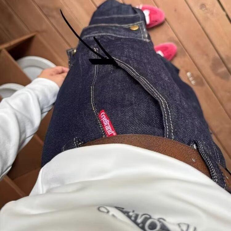 American High Street Jeans Herren Herbst Trendy Brand Ins Lockere Hose mit weitem Bein und geradem Bein Micro-Schlaghose