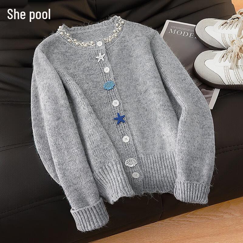 Damen Stricktop mit Perlen im süßen Stil