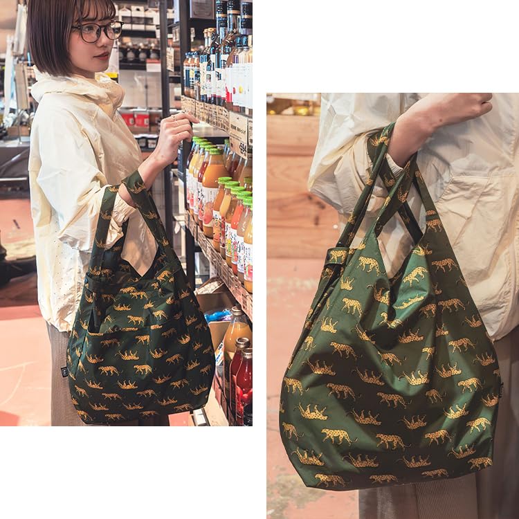 KiU Packable Marche Waterproof and Eco Tote Packable with Stylish and and Leopard 2-Way Bag, Water-Repellent Bag, Bag, Backpack, Pockets, Cute,