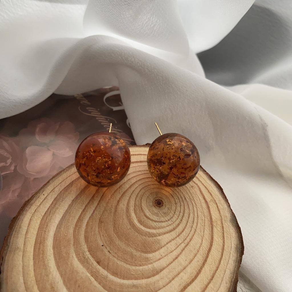 Korean Small Fresh Semi-Round Stud Earrings Temperament Versatile Earrings Candy Color Personality Advanced Sense Daily Commuter Earrings