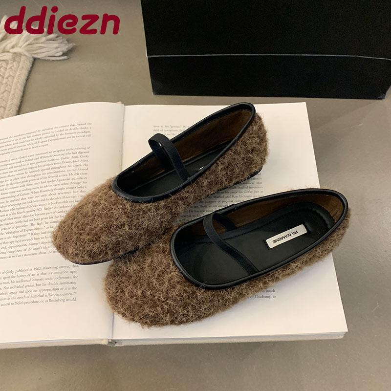 Fashion Female Slip On Footwear Shallow Women Ballet Flats Shoes Soft Casual Flock Fashion Round Toe Ladies Flats With Shoes