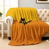A cat with a yellow background Flannel printed blanket suitable for all seasons suitable for living room office sofa and travel