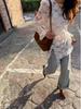 2025 Winter Exquisite Jacquard Lace Long Sleeve Irregular Hem Women's Shirt