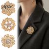 Retro Floral Clothing Accessories Rhinstone Flower Brooch for Women, Golden Plated Alloy Bag Embellishment Pin Lapel Pin, Jewelry Wedding Party