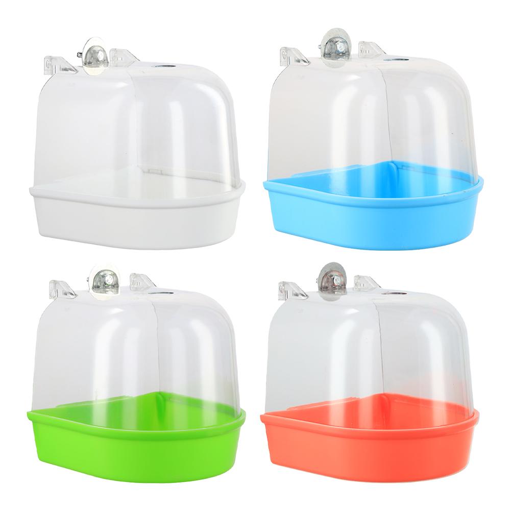 Hanging Bird Bath Cube Parrots Bathtub Bath Shower Box Cage Accessory For Bird Hamster Plastic Shower Basin Shower Caged