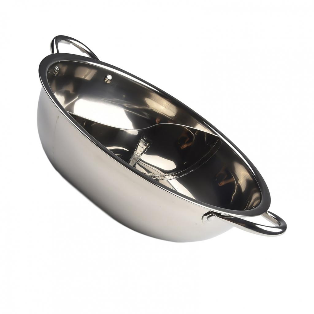 Hot Pot Twin Divided Stainless Steel Cookware Dish Plate Gas Stove Home Hotpot