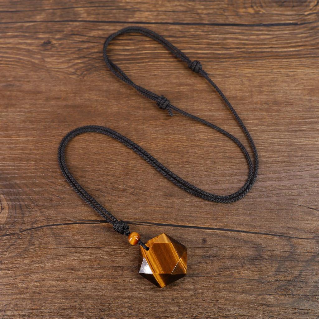 COAI Hexagram Tiger Eye Lucky Charm Power Stone Pendant for Men and for Financial Business and Business Adjustable Length [COAI] Women, Luck, Luck,