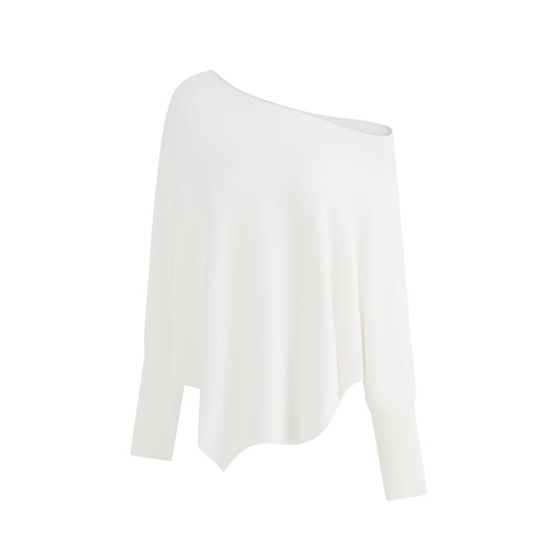 

Милый трикотажный свитер с рукавами «летучая мышь» для женского осеннего нового стиля, свободный и расслабленный, универсальный топ с открытыми плечами one size белый