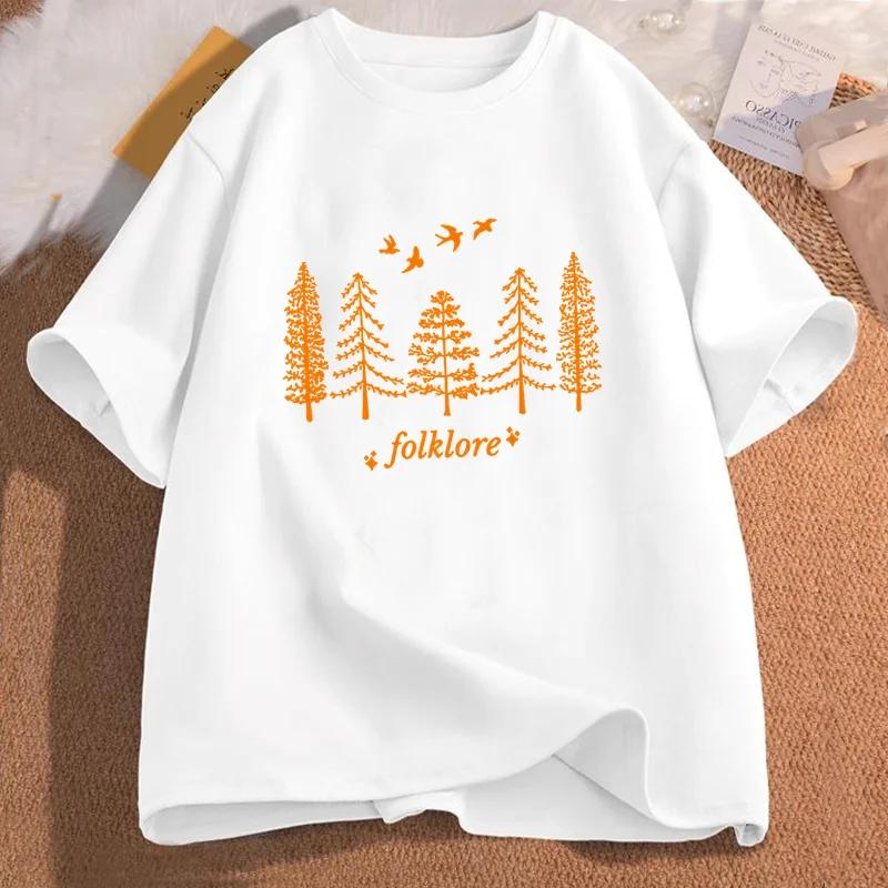 Vintage Folklore T Shirt Swiftie Eras Concert Tshirts Folklore Evermore Merch Tee Shirt Cotton Short Sleeve Womens Clothing S